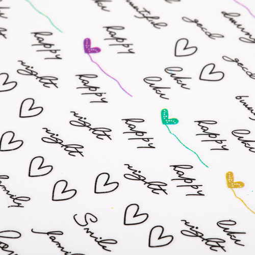 Naklejki do paznokci cienkie samoprzylepne serduszka napisy Z-D5744