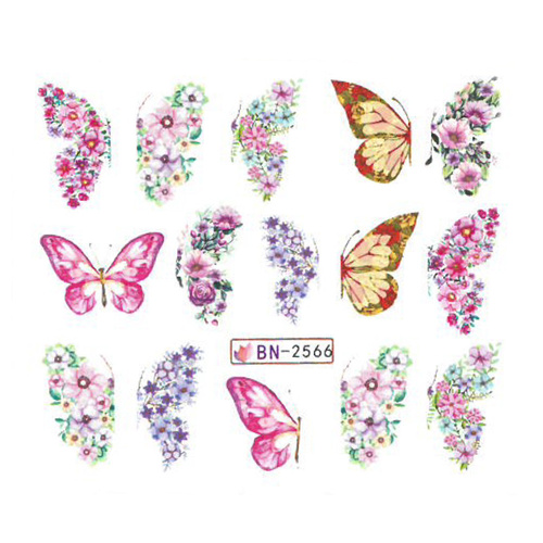 Naklejki wodne do paznokci motyle BN-2566