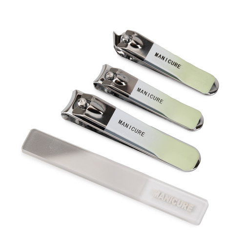 Zestaw 4 akcesoriów kosmetycznych do manicure, pedicure jasny zielony