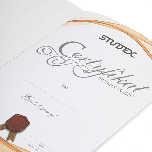 Książeczka A4 "Najdelikatniejsze przekłuwanie uszu" Studex