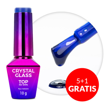 5+1gratis Kolorowy top bez przemywania top no wipe Crystal Glass Molly Nails Blue HEMA/Di-HEMA Free 10g