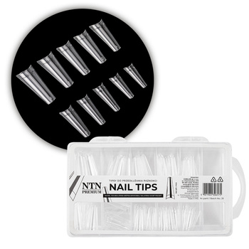Tipsy do szybkiego przedłużania paznokci Nail Tips NTN Premium ballerina krótka kieszonka 100 szt