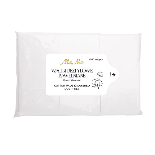 Waciki bezpyłowe bawełniane 12 warstwowe Molly Nails ok. 540 sztuk