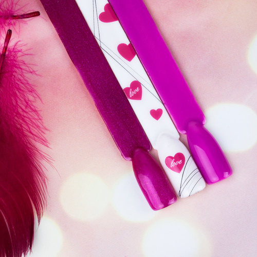 Naklejki do paznokci cienkie samoprzylepne serduszka Z-D4214 violet fioletowe