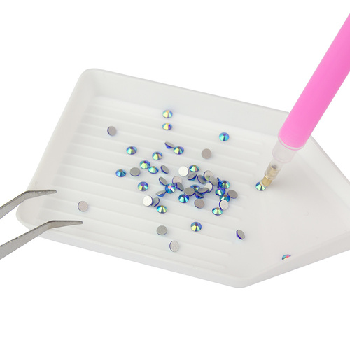 Zestaw do zdobień paznokci cyrkoniami - aplikator, wosk, tacka i pęseta