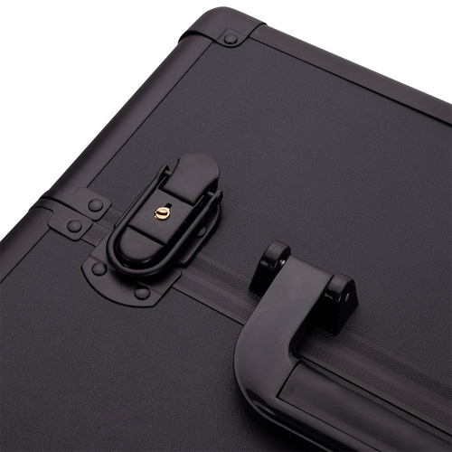 Kuferek kosmetyczny XXXL 4w1 walizka kosmetyczna na kółkach obrotowych 360 - Czarny gładki z czarnymi okuciami