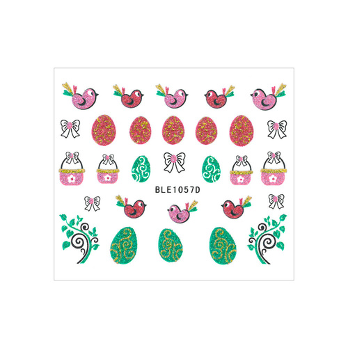 Naklejki do paznokci 3D samoprzylepne brokatowe wielkanocne BLE 1057D