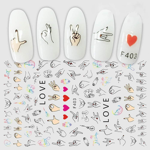 Naklejki do paznokci cienkie samoprzylepne walentynkowe F403