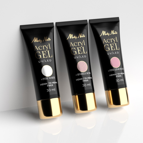 11+1gratis Akrylożel Polygel żel budujący do przedłużania AcrylGel Molly Nails HEMA/Di-HEMA Free Champagne Glow 30 ml