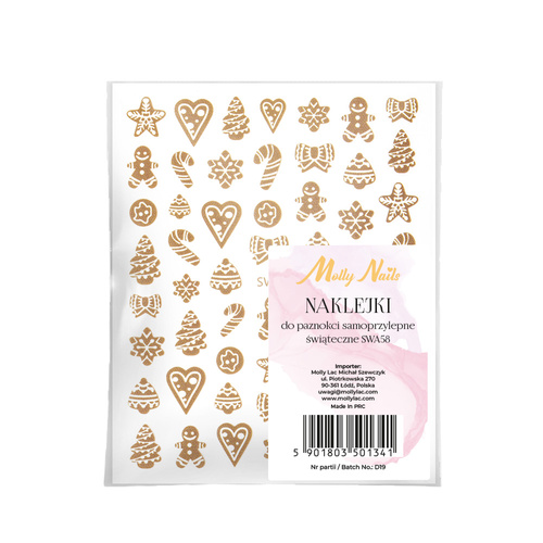 Naklejki do paznokci samoprzylepne świąteczne Molly Nails SWA58