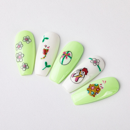 Naklejki do paznokci 3D samoprzylepne brokatowe wielkanocne BLE 1050D