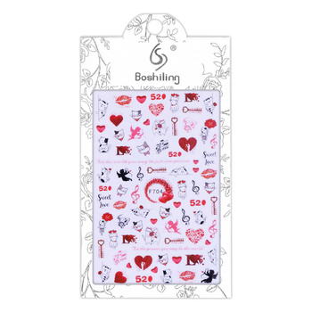 Naklejki do paznokci cienkie samoprzylepne walentynkowe F704