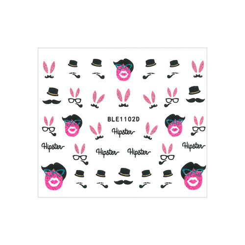 Naklejki do paznokci 3D samoprzylepne brokatowe wielkanocne BLE 1102D