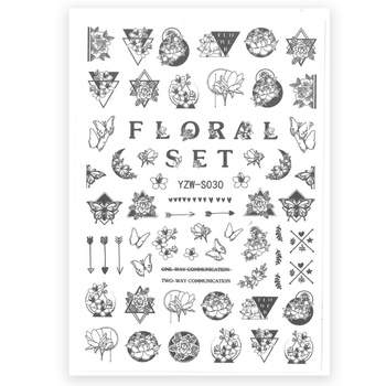 Naklejki do paznokci samoprzylepne kwiaty YZW-S030