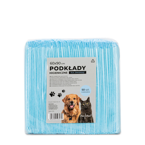 12sztuk Podkłady mata maty chłonne dla psa nauka sikania higiena czystość AlleMed 50 szt. 60x90 cm niebieskie
