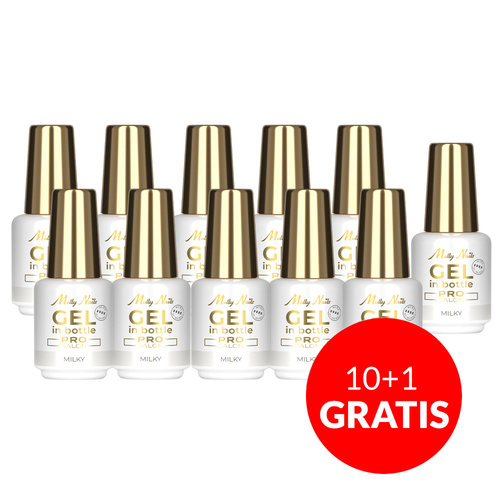 10+1gratis Żel budujący w butelce z pędzelkiem Gel in Bottle Molly Nails Pro Salon Milky HEMA/Di-HEMA Free 15g