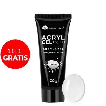 11+1gratis Acryl Gel akrylożel Allepaznokcie HEMA/Di-HEMA Free Clear 30g