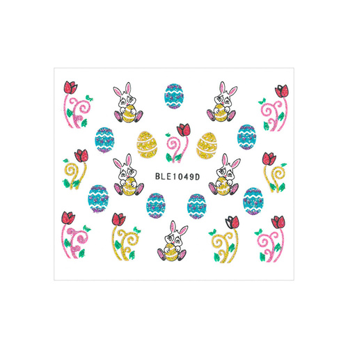 Naklejki do paznokci 3D samoprzylepne brokatowe wielkanocne BLE 1049D