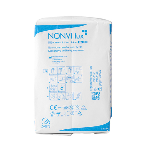 Kompresy włókninowe niejałowe gaziki tamponada podologiczna wrastające paznokcie 7,5x7,5 cm 100 szt