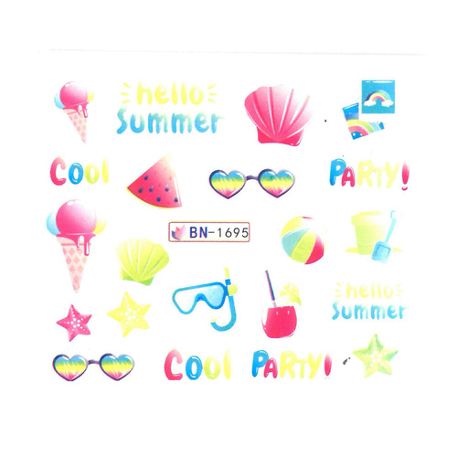 Naklejki wodne do paznokci wakacyjne BN-1695