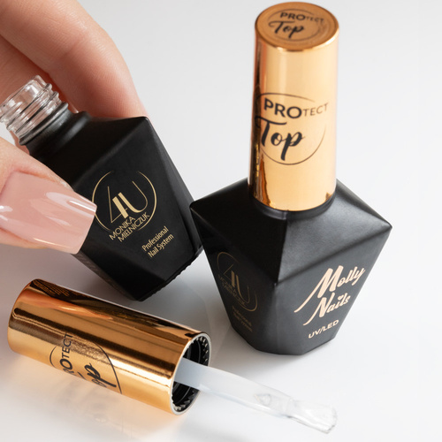 Top nabłyszczający bez przemywania z filtrem UV chroniący PROtect TOP no wipe by Monika Mielniczuk Molly Nails HEMA Free 10g