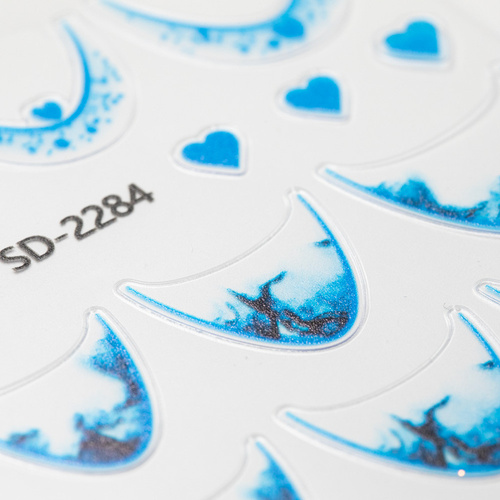 Naklejki samoprzylepne na paznokcie 5D/ French/ Francuska linia uśmiechu 20szt blue SD-2284