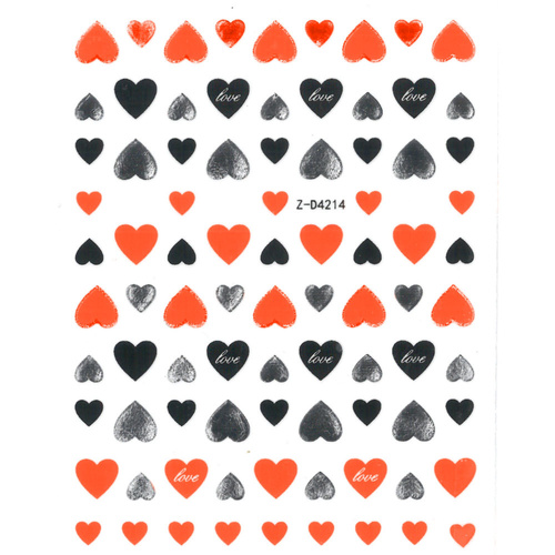 Naklejki do paznokci cienkie samoprzylepne serduszka Z-D4214 orange pomarańczowe