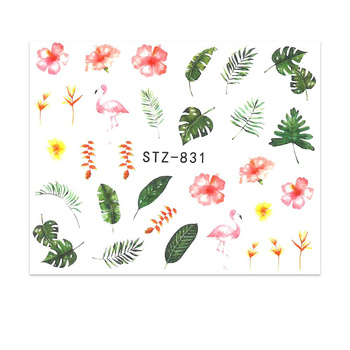 Naklejki wodne do paznokci rośliny flamingi STZ-831