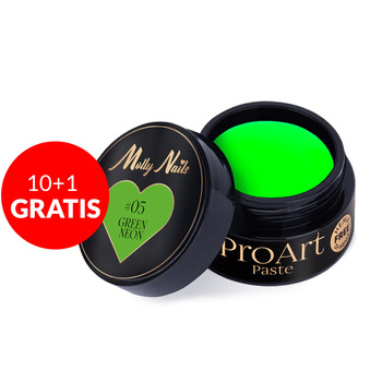 10+1gratis Pasta do zdobień ProArt Paste Molly Nails Green Neon HEMA/Di-HEMA Free 5g Nr 5