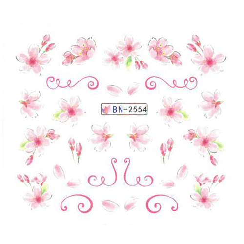 Naklejki wodne do paznokci kwiaty BN-2554