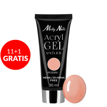 11+1gratis Akrylożel Polygel żel budujący do przedłużania AcrylGel Molly Nails HEMA/Di-HEMA Free Pudding 30 ml