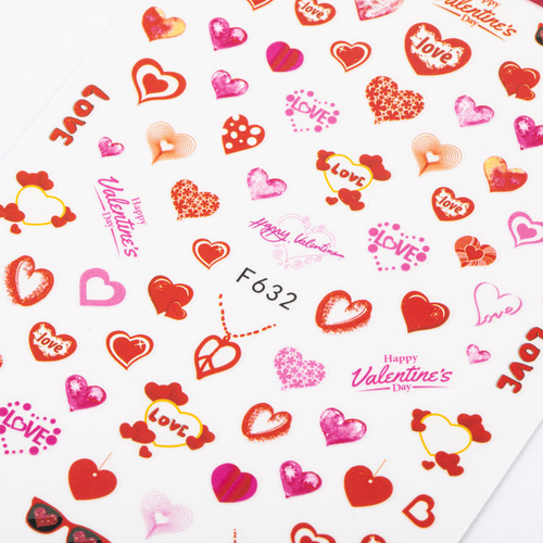 Naklejki do paznokci samoprzylepne walentynkowe serca F632