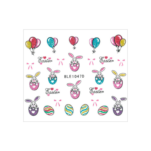 Naklejki do paznokci 3D samoprzylepne brokatowe wielkanocne BLE 1047D