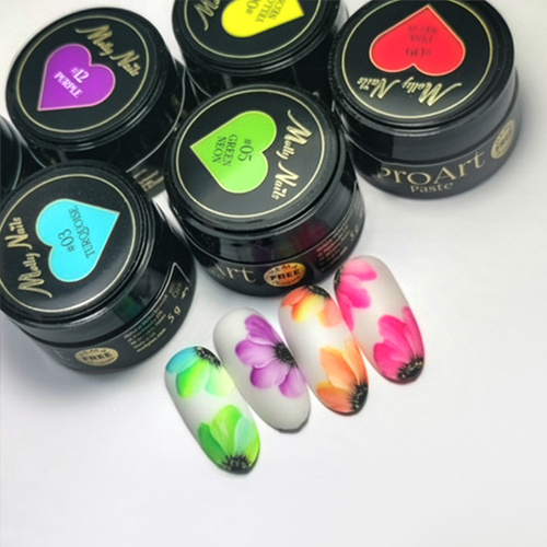10+1gratis Pasta do zdobień ProArt Paste Molly Nails Green Neon HEMA/Di-HEMA Free 5g Nr 5