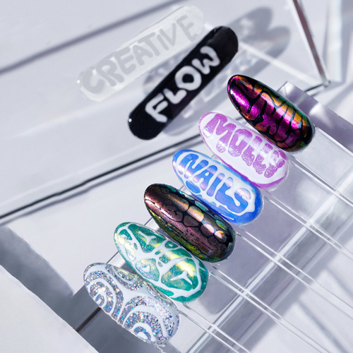 10+1gratis Creative Flow Color Gel  - kreatywny NailArt żel do efektu topniejących, miękkich wzorów Molly Nails Peach Milk HEMA/Di-HEMA free 5 g