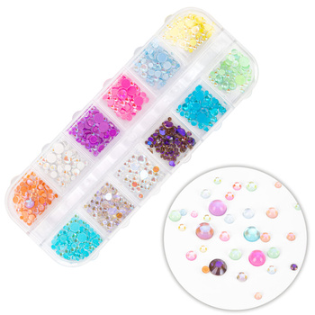 Kasetka z ozdobami kamyki Molly Nails mix kolorów 1000 sztuk