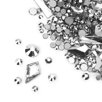 Ozdoby do paznokci Molly Nails cyrkonie srebrne mix 150 szt