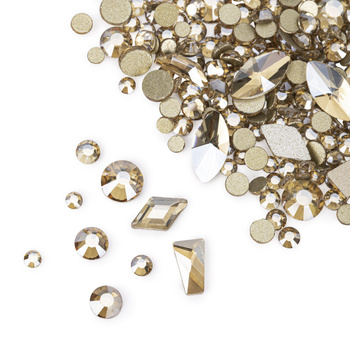 Ozdoby do paznokci Molly Nails cyrkonie złote mix 150 szt