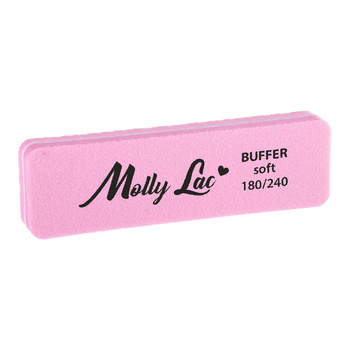 Polerka dwustronna Buffer mini szeroka Soft 180/240 różowa MollyLac 5szt