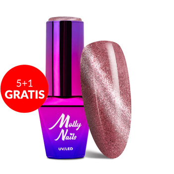 5+1gratis Lakier hybrydowy Molly Nails Cat Eye Womanity Kissing 8g Nr 440