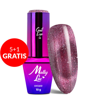 5+1gratis Magnetyczny lakier hybrydowy z efektem kociego oka Cat Eye Foxy Eyes Blink Bling MollyLac 10g Nr 554