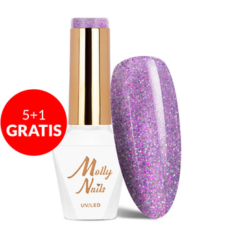 5+1gratis Lakier hybrydowy Molly Nails Shocking Shine Time Lie HEMA/Di-HEMA Free 8g Nr 682