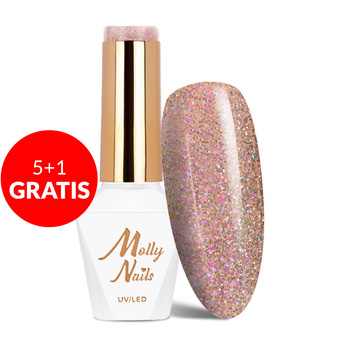 5+1gratis Lakier hybrydowy Molly Nails Shocking Shine Sympathy HEMA/Di-HEMA Free 8g Nr 686