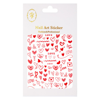 Naklejki do paznokci cienkie samoprzylepne serduszka Z-D5147 czerwone