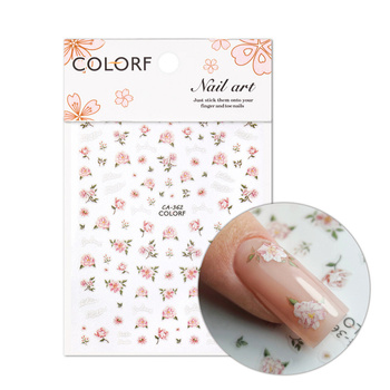 Naklejki do paznokci samoprzylepne kwiaty napisy CA-362