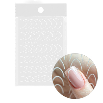 Naklejki samoprzylepne na paznokcie/ French/ Francuska linia uśmiechu 48szt white STZ-CS169