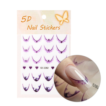 Naklejki samoprzylepne na paznokcie 5D/ French/ Francuska linia uśmiechu 20szt purple SD-2282