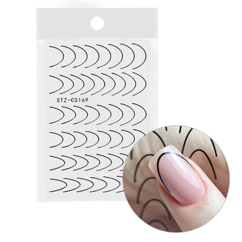 Naklejki samoprzylepne na paznokcie/ French/ Francuska linia uśmiechu 48szt black STZ-CS169