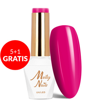 5+1gratis Lakier hybrydowy Molly Nails Flamingo Botanical Elodie Neon HEMA/Di-HEMA Free 8g Nr 143