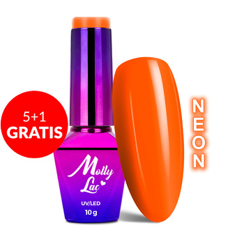 5+1gratis Lakier hybrydowy MollyLac Bubble Tea Passion Fruit Neon 10g Nr 131